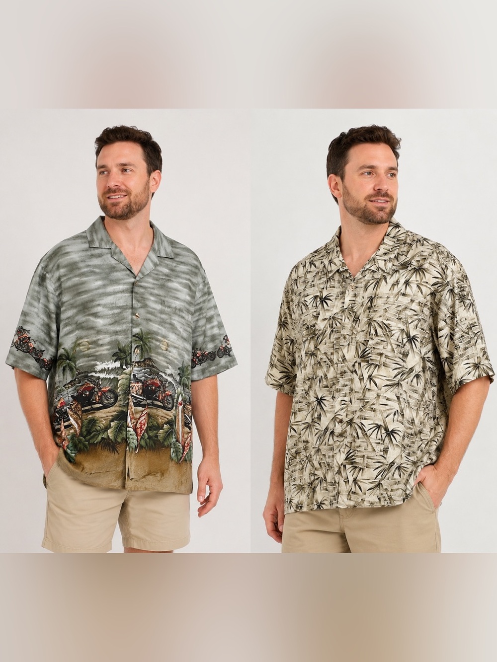 Campia & Ky’s  Casual Button-Up Men's Hawaiian Cream XXL 100% Cotton Aloha Shirt